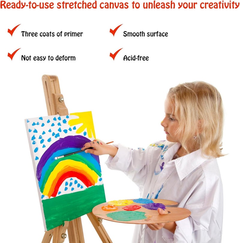 Hdviai Stretched Canvas for Painting - 8x10 Inch/20 Canvas Value Pack - Triple Primer Acid Free 100% Cotton Blank Canvas for Painting Supplies Oil and Acrylic Pouring Art Watercolor - Image 5